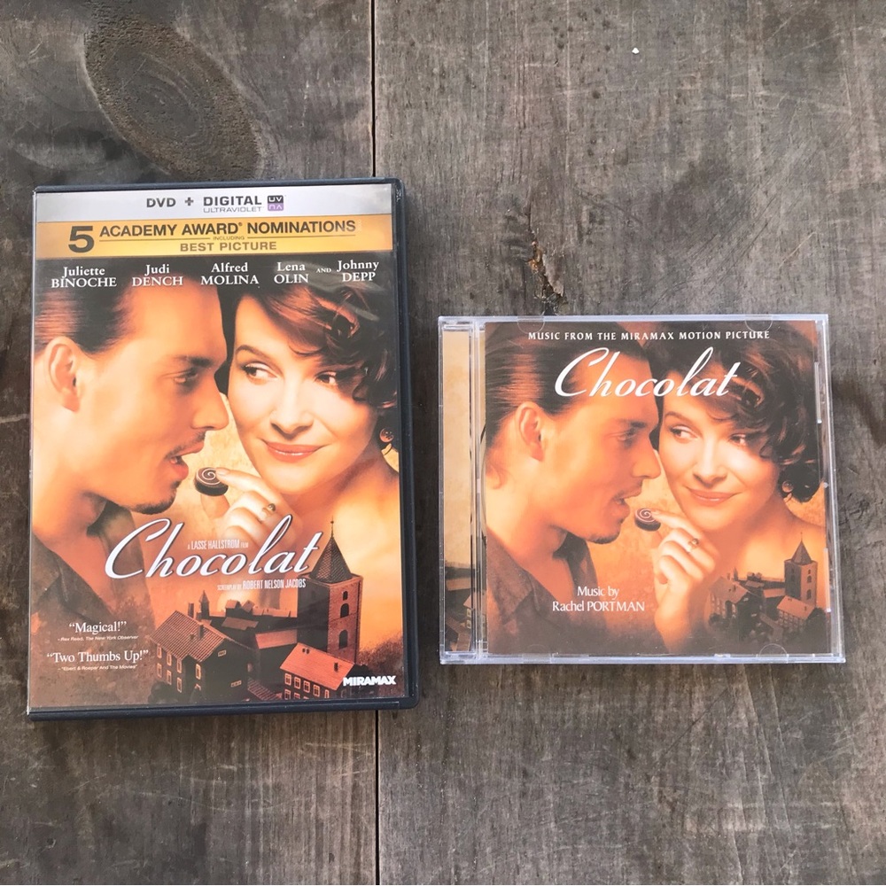 Chocolat  DVD Johnny Depp Juliette Binoche MIramax + Soundtrack CD Bundle
